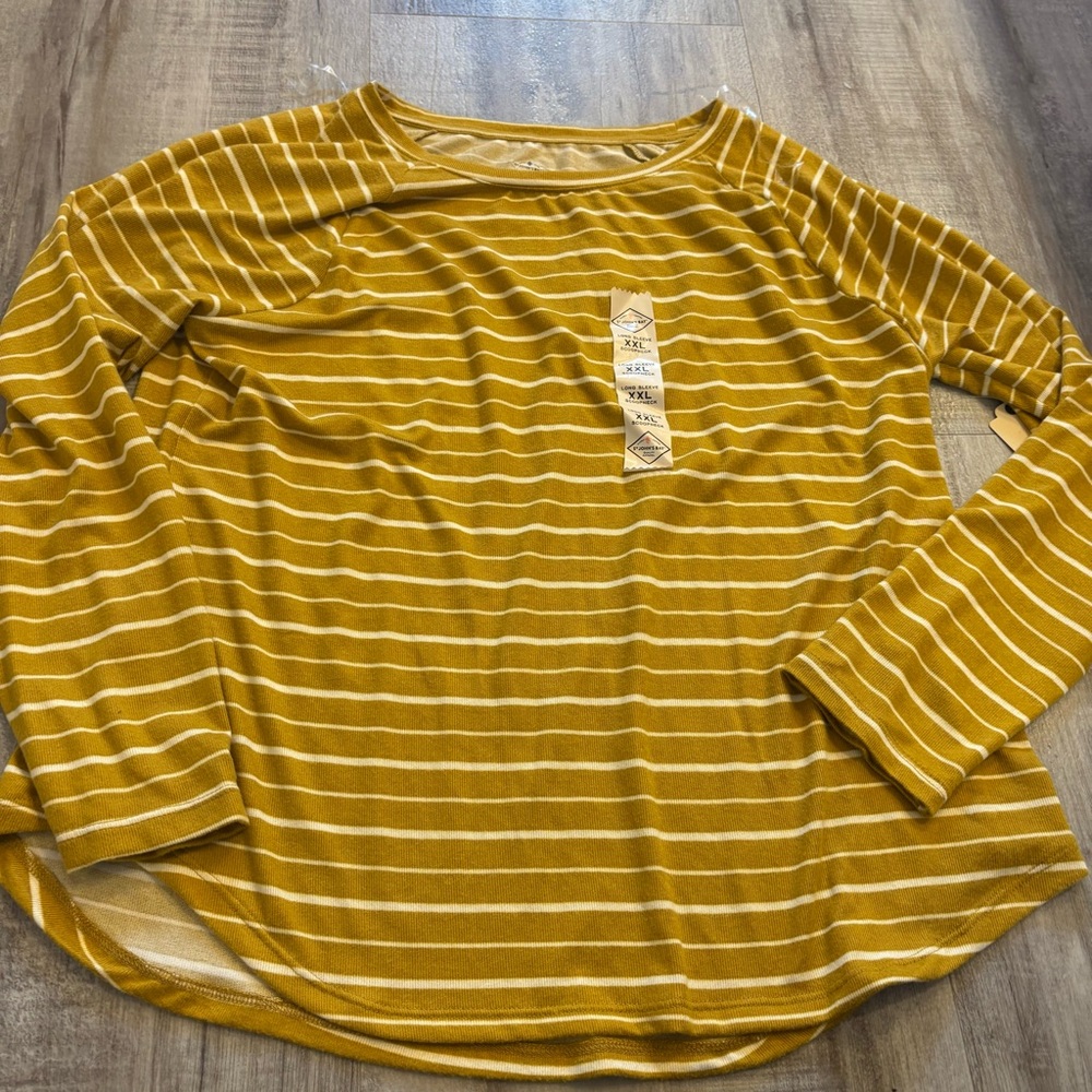 St. John’s Bay Mustard Stripe Top XXL